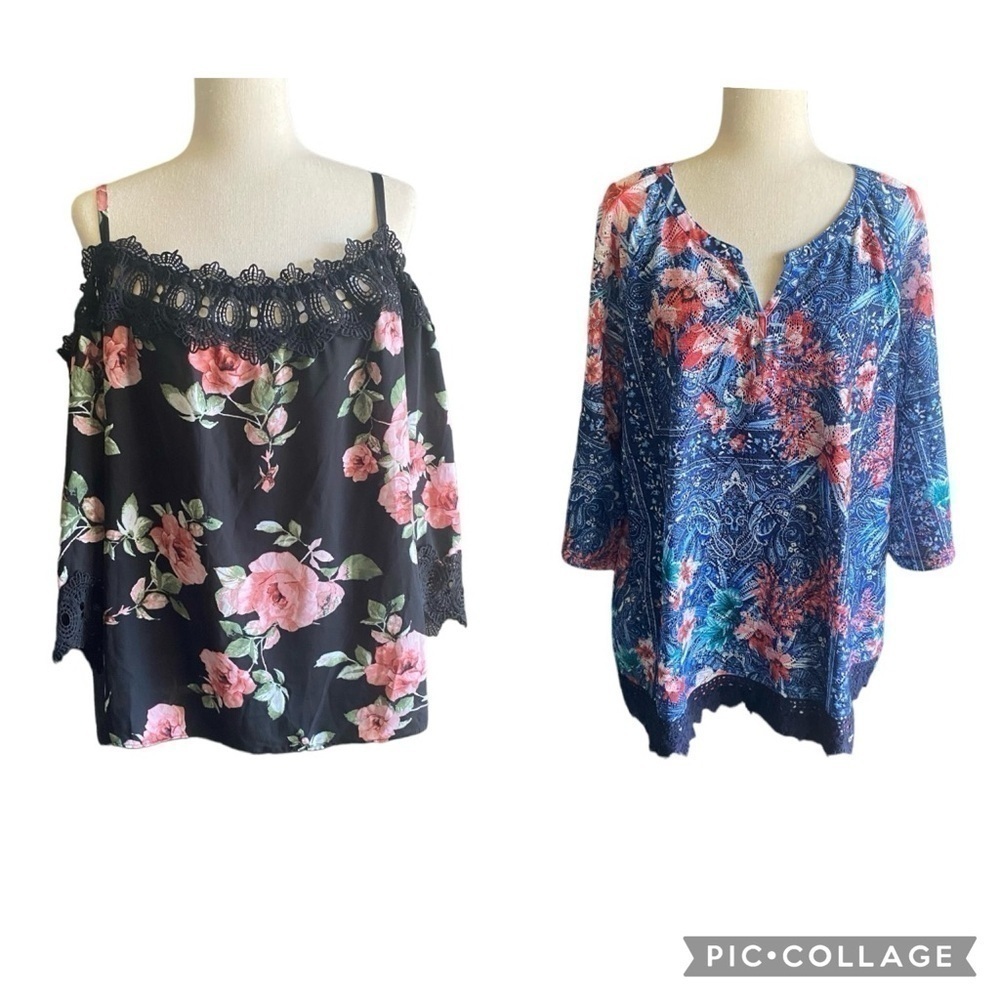 WOMENS 2X BUNDLE-TWO TOPS-BREATHLESS & CJ BANKS